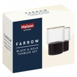 набор стаканов PREMIER HOUSEWARES Black Gold 2шт 230мл стекло - фото в каталоге Максидом