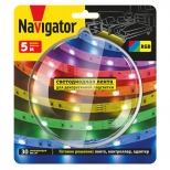 лента светодиодная NAVIGATOR 7,2Вт/м IP20 RGB 5м - фото в каталоге Максидом