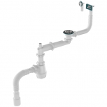 сифон для мойки AQUANT 1.1/2"х40 со смещением с переливом с отводом с гибкой трубой 40х40/50 - фото в каталоге Максидом