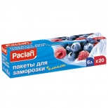 пакеты для заморозки PACLAN 6 л, 20 шт 30х46 см, 24,5 мкм, с клипсами, полиэтилен - фото в каталоге Максидом