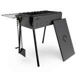 мангал стационарный Praktika BLACK 67,5х49,7х70,6см сталь 2мм с откидными решетками и крышкой - фото в каталоге Максидом
