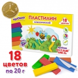пластилин ЮНЛАНДИЯ Весёлый шмель 18цв 360г со стеком - фото в каталоге Максидом
